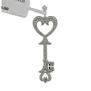 Theo Fennell 18k Gold Diamond Heart Key Pendant