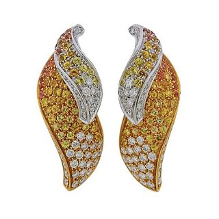 Multicolor Sapphire Diamond Gold Earrings