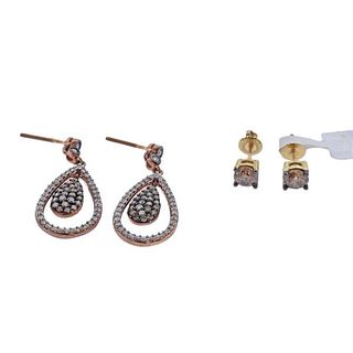 Kallati Gold White Fancy Diamond Earrings Set