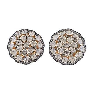 Sterling Silver Mughal Rose Diamond Earrings