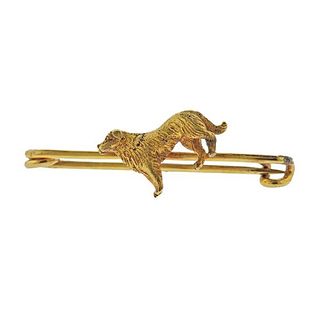 Antique 14k Gold Dog Brooch Pin