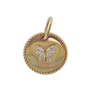 14k Gold Diamond Butterfly Pendant Charm