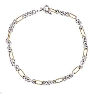 David Yurman 18k Gold Silver Toggle Necklace