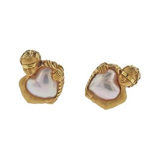 Carrera Y Carrera 18k Gold Pearl Heart Earrings