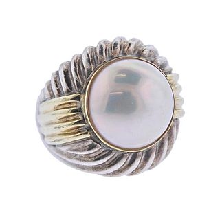 Sterling Silver 14k Gold Mabe Pearl Ring