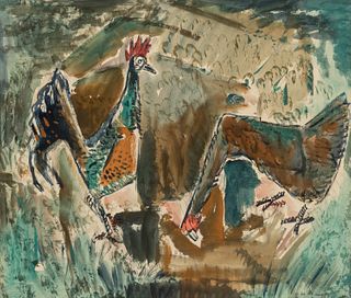 Alfred Maurer (American, 1868-1932), Rooster and Hen