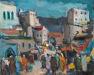 Khalid Al-Jadir (Iraqi, 1924-1988), Crowded Street