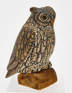Carved Folk Art Owl Bank