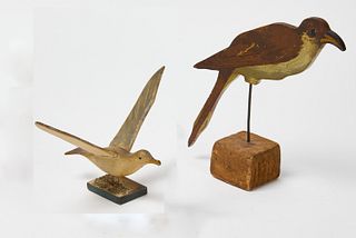 Two Miniature Carved Birds
