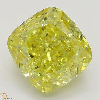 3.04 ct, Natural Fancy Vivid Yellow Even Color, IF, Cushion cut Diamond (GIA Graded), Appraised Value: $492,400 
