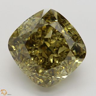 9.03 ct, Natural Fancy Dark Brown Greenish Yellow Even Color, VVS2, Cushion cut Diamond (GIA Graded), Appraised Value: $216,600 