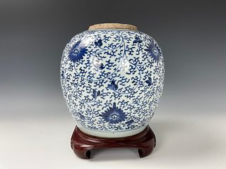 A Chinese Qing Dynasty Blue and White Porcelain Jar