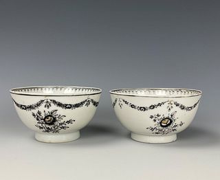Two Chinese Export Ink Color Porcelain Cups