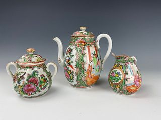 Three Chinese Rose Medallion Porcelain Pots
