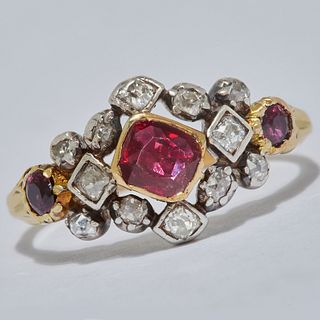 ANTIQUE RUBY AND DIAMOND RING