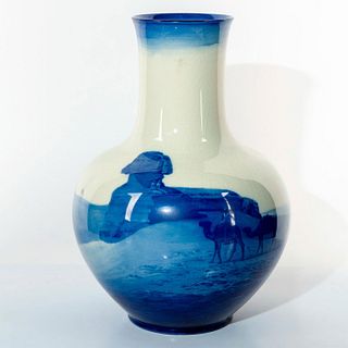 Large Royal Doulton Blue Flambe Vase, Egyptian Scene