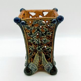 Rare Doulton Lambeth Stoneware Pierced Vase