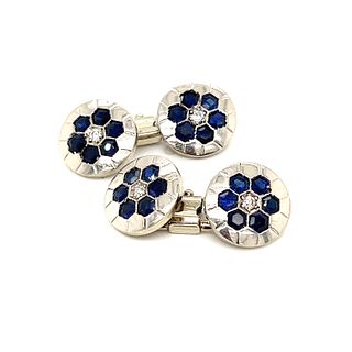 Art Deco 18k Sapphire Diamond CufflinksÂ 