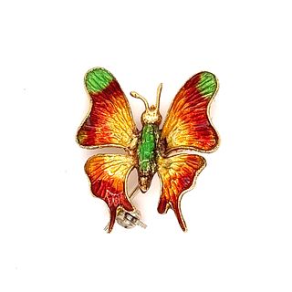 18k Victorian Enamel Butterfly BroochÂ 