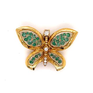 18k Diamond Emerald Butterfly Pendant Â 