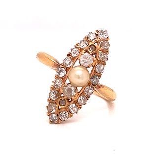 Edwardian 18k Diamond Pearl RingÂ 