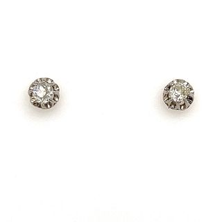 Platinum 18k Art Deco Stud Diamond Earrings