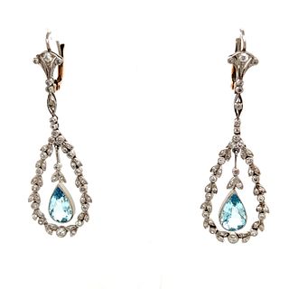 Platinum Aqua Diamond Dangle EarringsÂ 