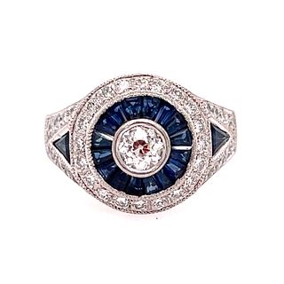 18k Diamond Sapphires Ring