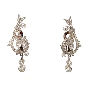 Art Deco 14k Diamond Earrings