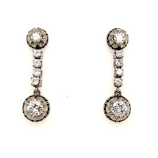 1920â€™ Platinum Diamond Drop EarringsÂ 