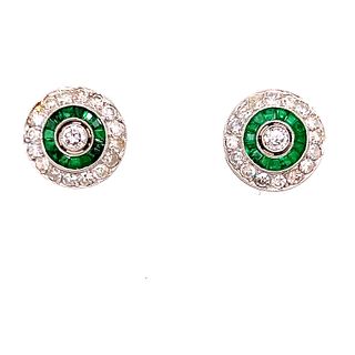 Platinum Diamond emerald Stud EarringsÂ 