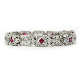 Platinum Diamond & Ruby Bracelet
