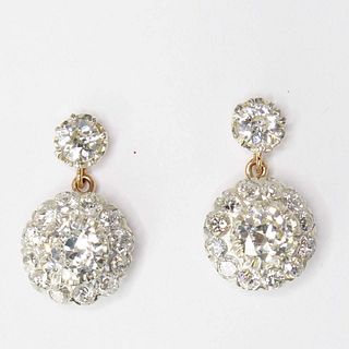 18K Yellow Gold & Silver Rosetta Diamond Earrings