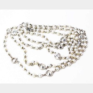 Natural Pearls & Diamonds By The Yard Necklace