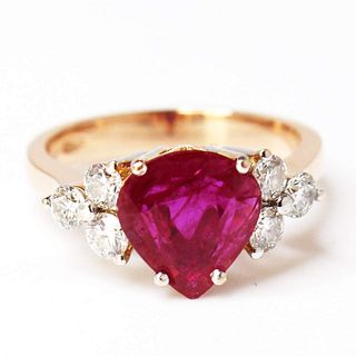 18k Burma Ruby & Diamond Ring