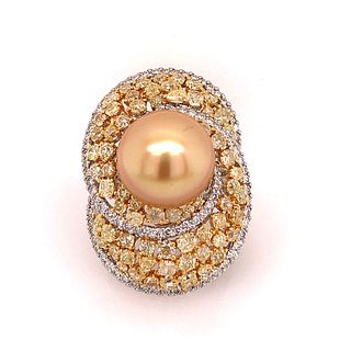 18k South Sea Pearl & Diamond Ring