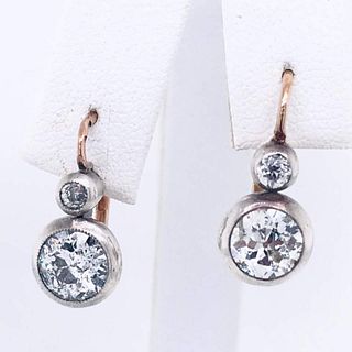 18k Silver Victorian Diamond Earrings