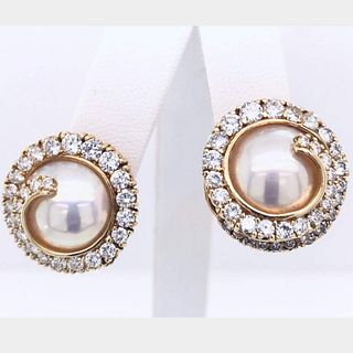Mobey Pearl & Diamond Earrings