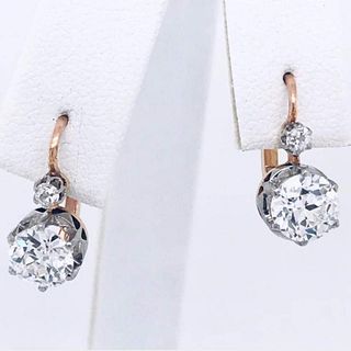 18k Platinum Antique Diamond Earrings