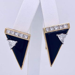 18k Onyx & Diamond Earrings
