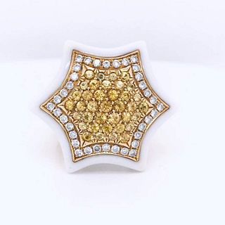 18k Yellow Sapphire & Diamond Ceramic Ring