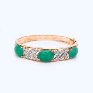20k Jade & Diamond Bangle Bracelet