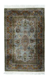 Vintage Silk Kashmiri Rug, 4’1” x 6’6”