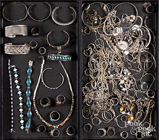 Group of silver jewelry.