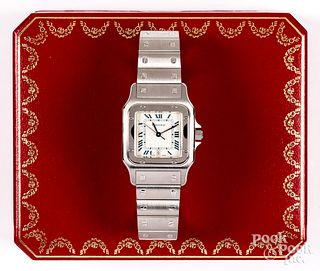 Cartier stainless steel Santos wristwatch
