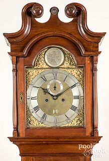 Pennsylvania Chippendale walnut tall case clock
