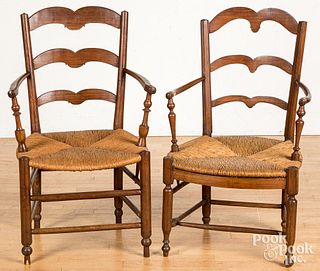Pair of French ladderback armchairs, 19th c.