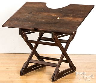 Pine and oak adjustable drafting table