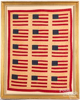 Framed American flag crib quilt