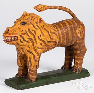 Jonathan Bastian carved and painted folk art lion